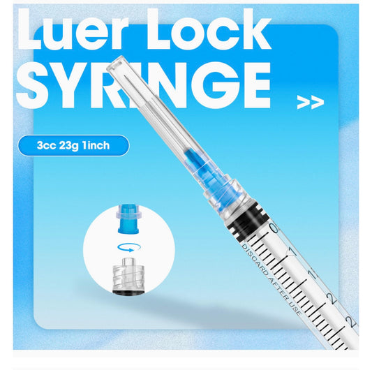 1 Sodasni
3mL/cc Disposable Luer Lock Syringe 23G 1inch for Lab Use, Individually